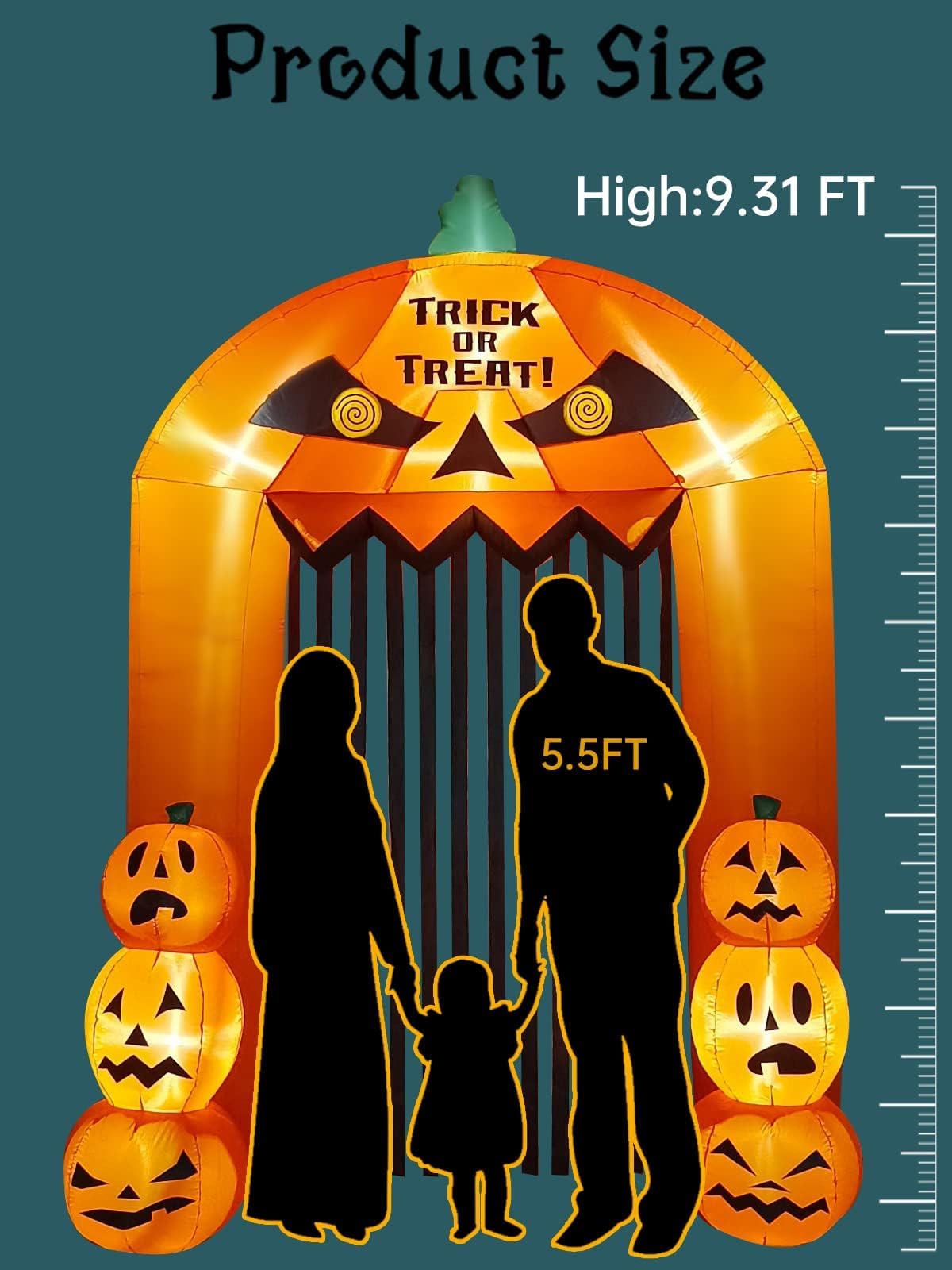 KALOLARY 9.5FT Pumpkin Halloween Inflatable Archway - lighted yard display