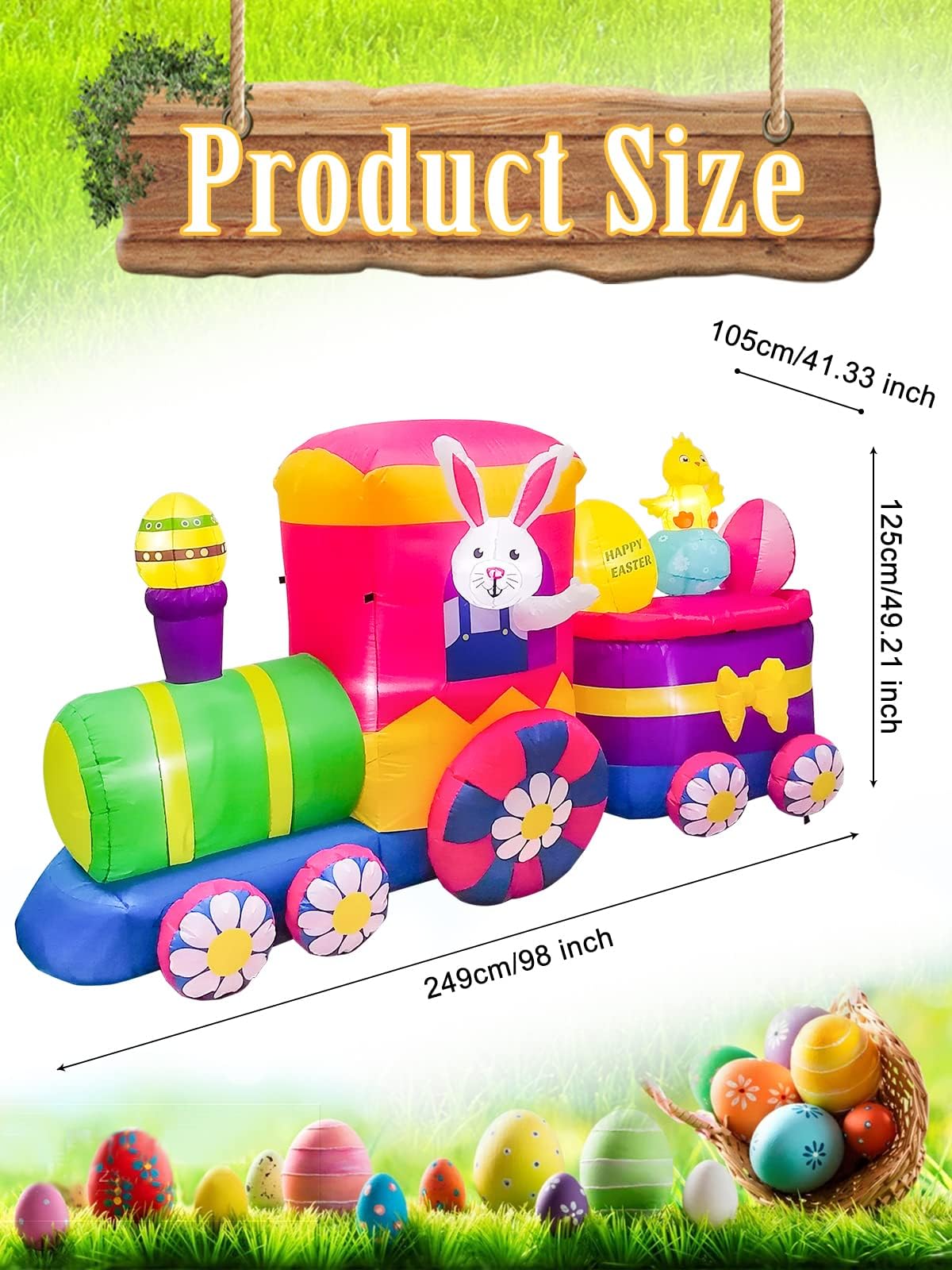 KALOLARY 8FT Train Christmas Yard Inflatable - lighted yard display