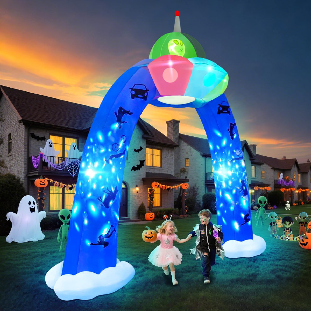 KALOLARY 12FT Alien Halloween Inflatable Archway - setup and accessories