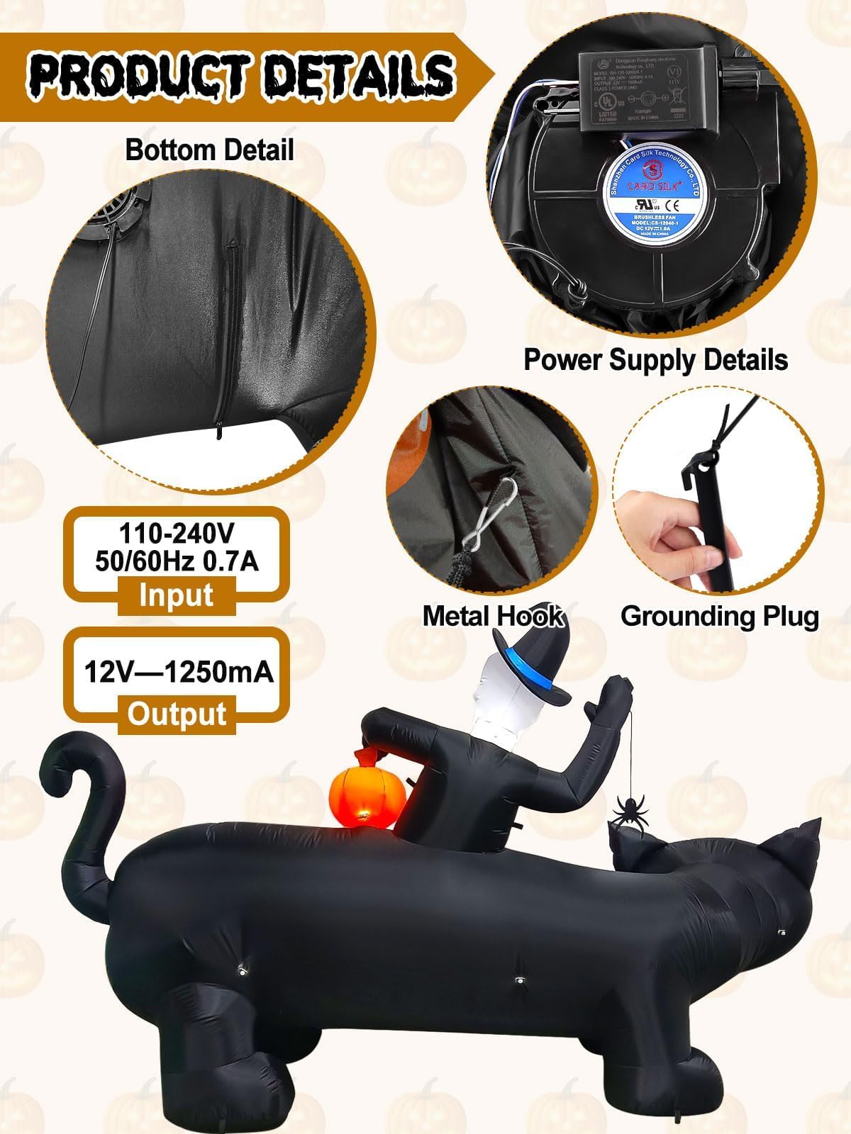 KALOLARY 9.5FT Black Cat Halloween Yard Inflatable - size reference