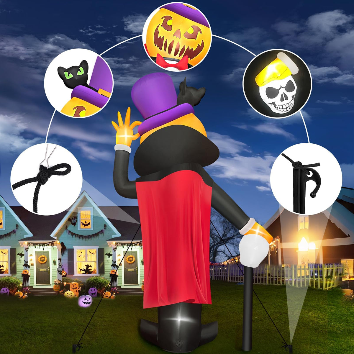 KALOLARY 14FT Pumpkin Halloween Yard Inflatable - outdoor scene