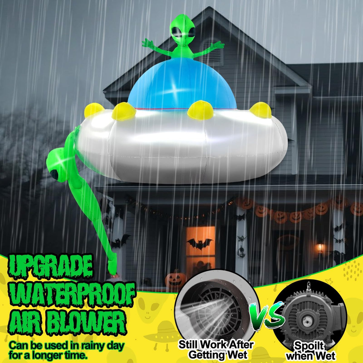 KALOLARY 6FT UFO Alien Halloween Yard Inflatable - size reference