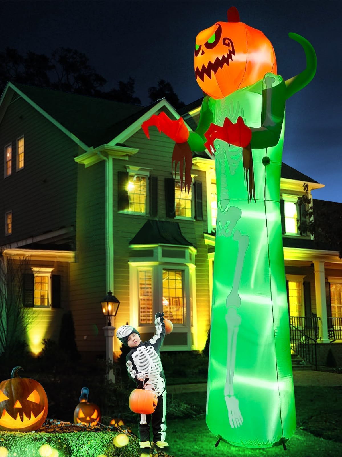 KALOLARY 12FT Pumpkin Halloween Yard Inflatable - outdoor scene