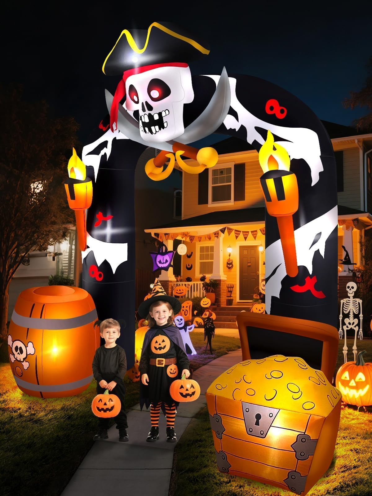 KALOLARY 9FT Skeleton Halloween Inflatable Archway - package contents