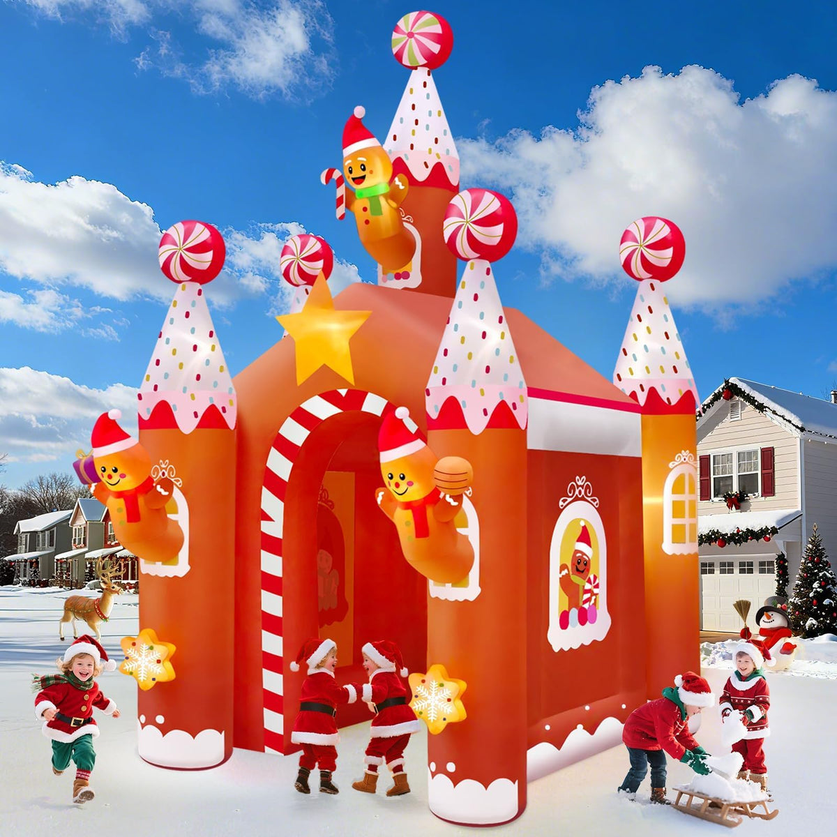 KALOLARY 13FT Gingerbread Man Christmas Inflatable Archway - package contents