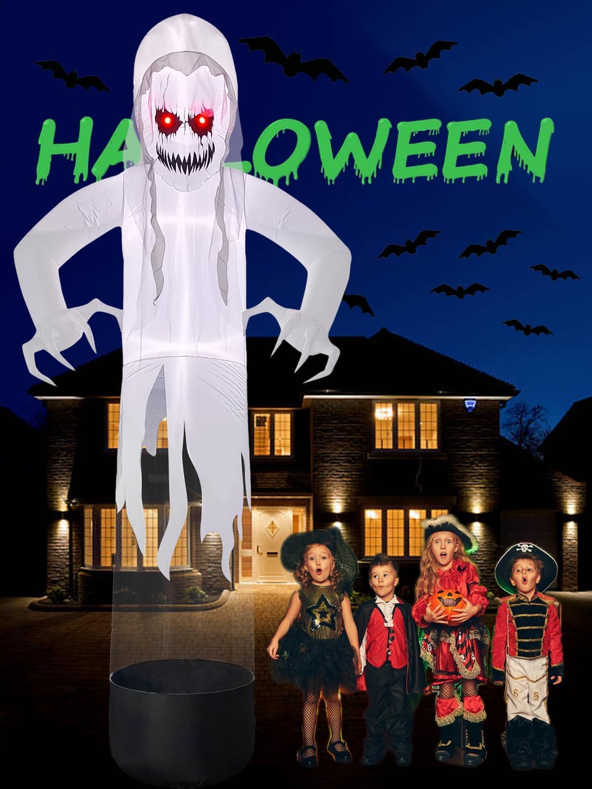 KALOLARY 12FT Ghost Halloween Yard Inflatable - detail view