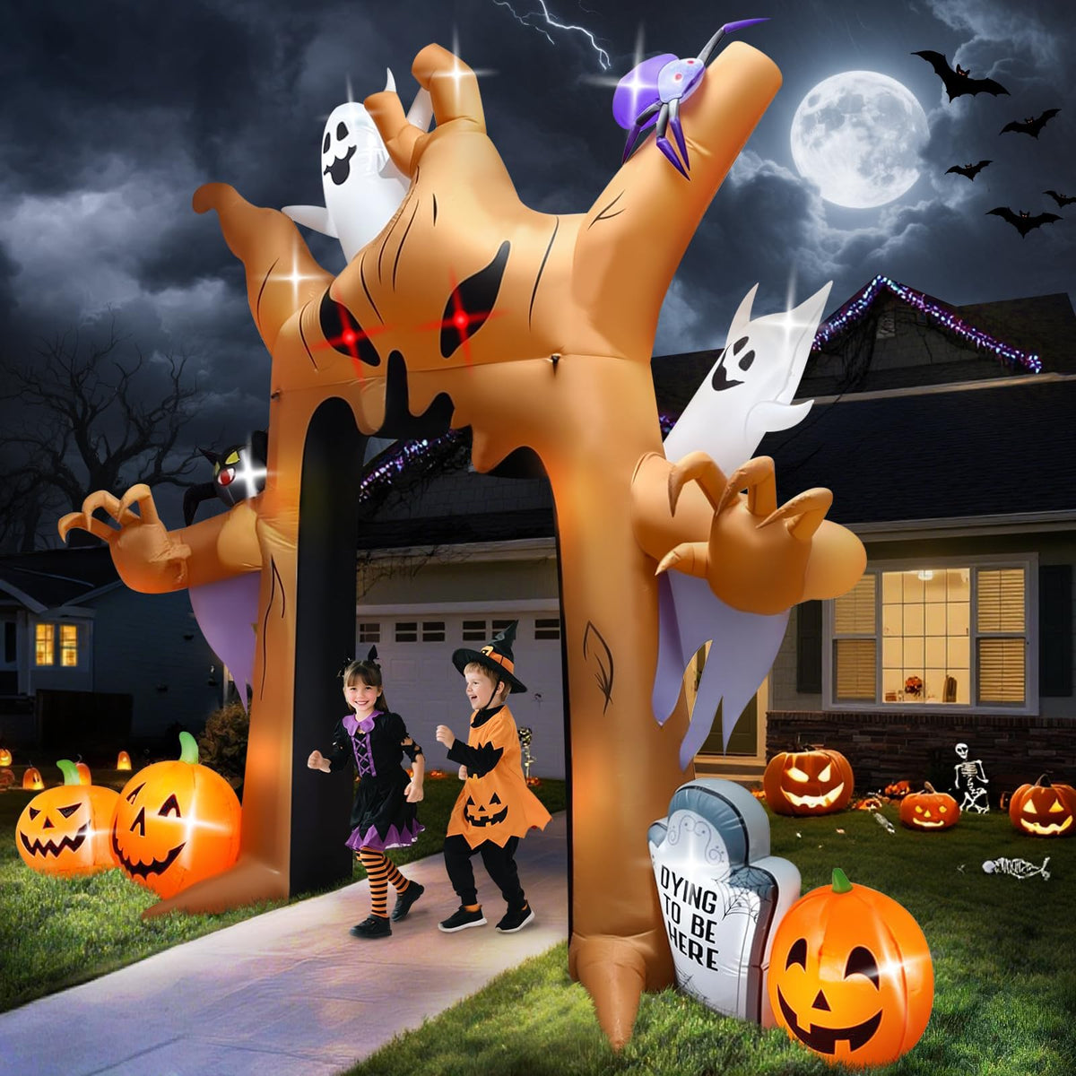 KALOLARY 12FT Ghost Halloween Inflatable Archway - outdoor scene