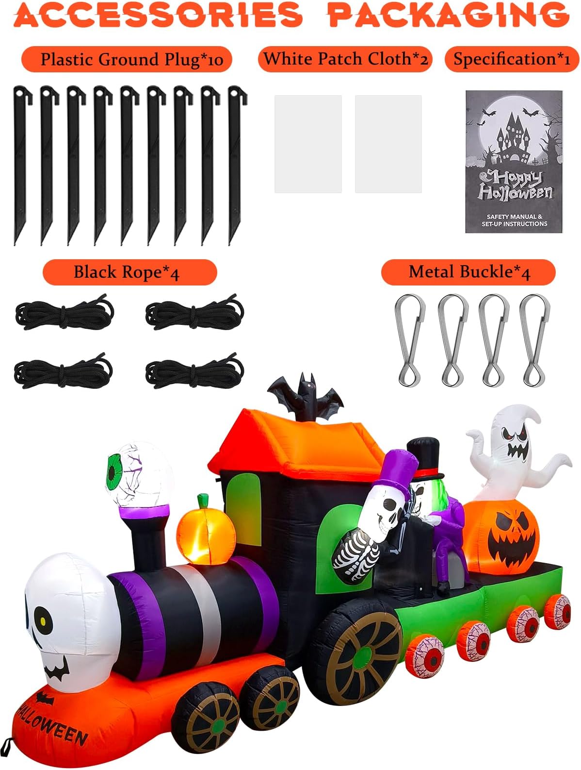 KALOLARY 13FT Train Halloween Yard Inflatable - size reference