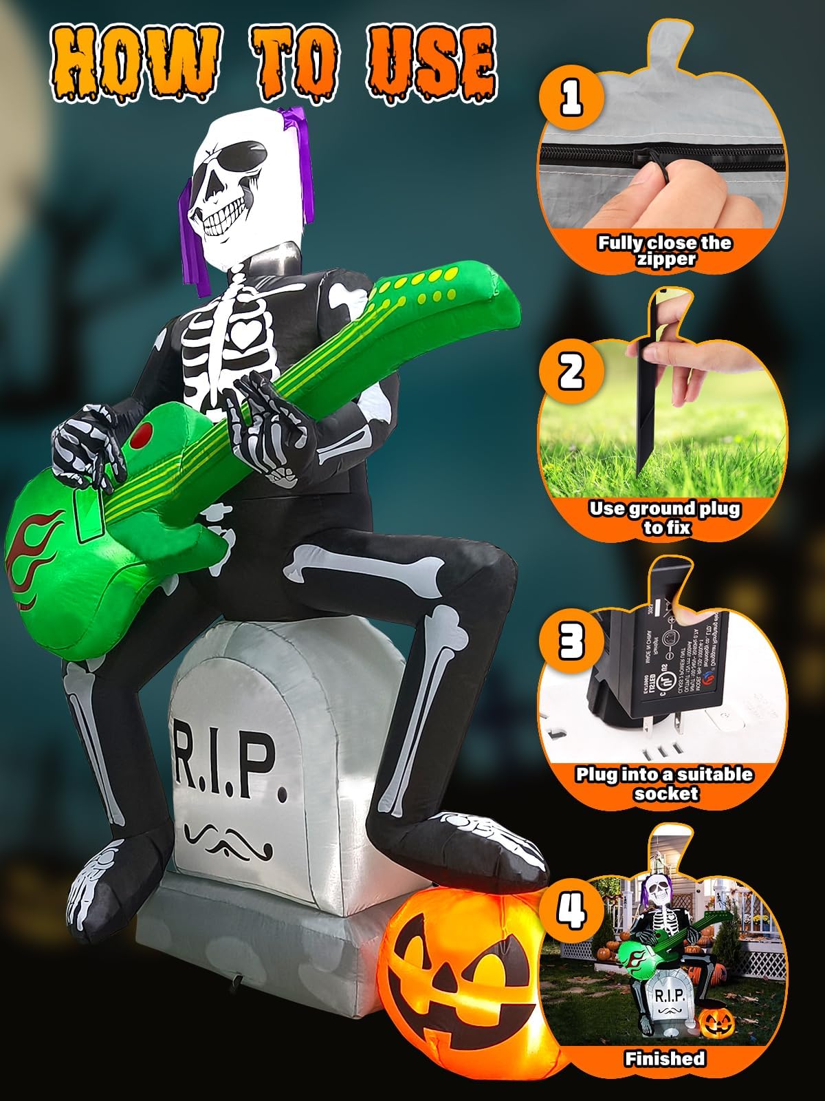 KALOLARY 7FT Pumpkin Halloween Yard Inflatable - detail view