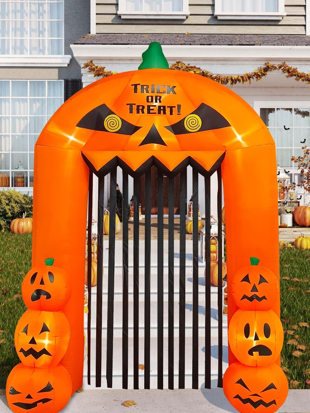 KALOLARY 9.5FT Pumpkin Halloween Inflatable Archway - setup and accessories