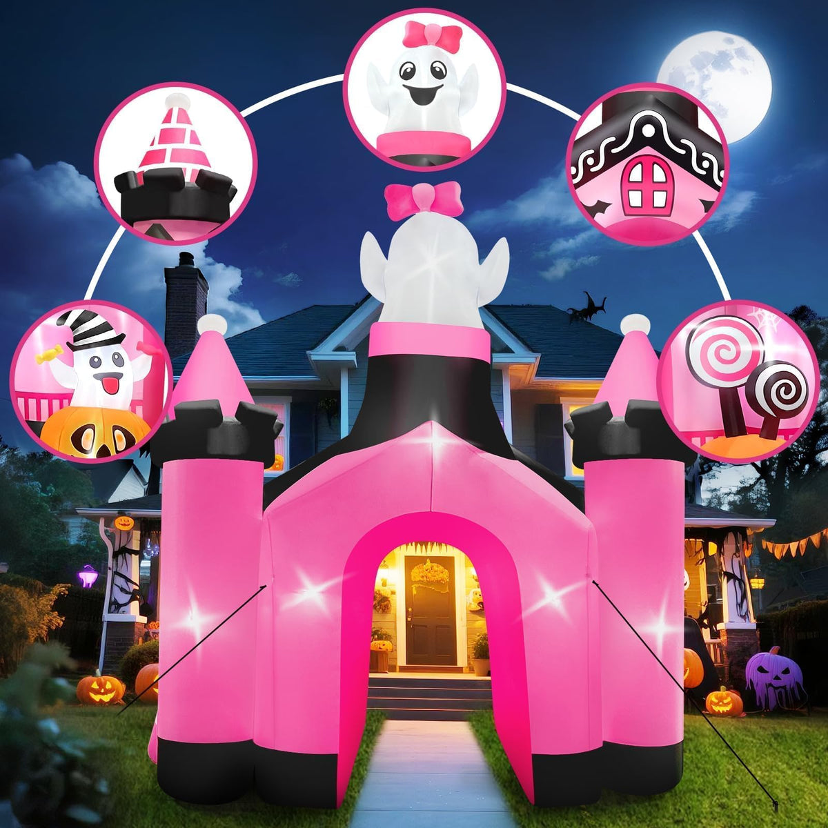 KALOLARY 11FT Ghost Halloween Inflatable Archway - detail view