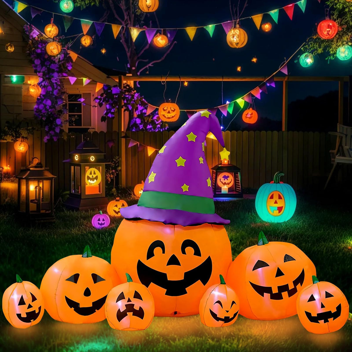 KALOLARY 7.9FT Pumpkin Halloween Yard Inflatable - lighted yard display