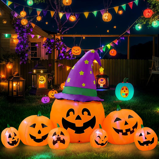 KALOLARY 7.9FT Pumpkin Halloween Yard Inflatable - lighted yard display