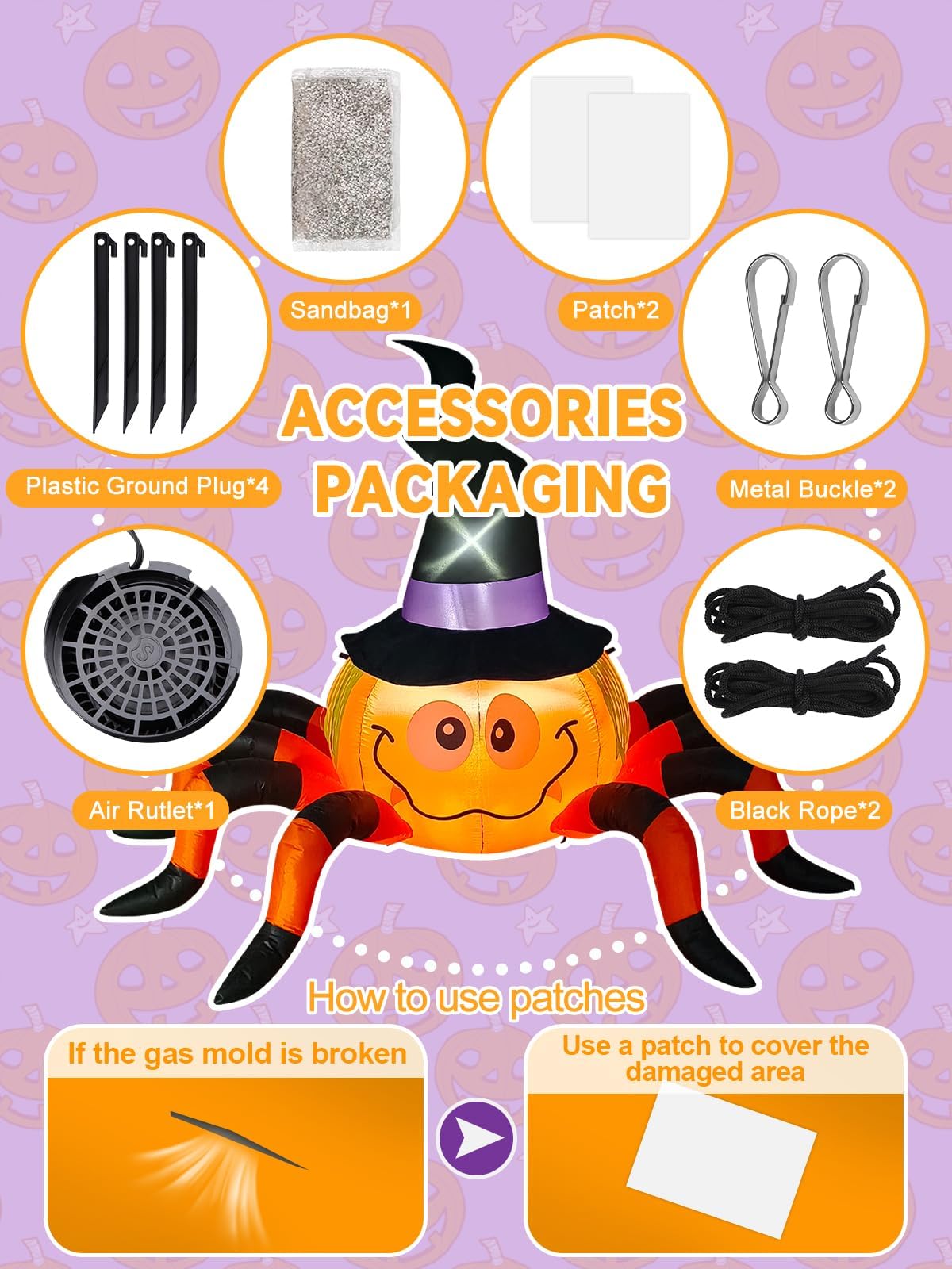 KALOLARY 6.5FT Pumpkin Halloween Yard Inflatable - outdoor scene
