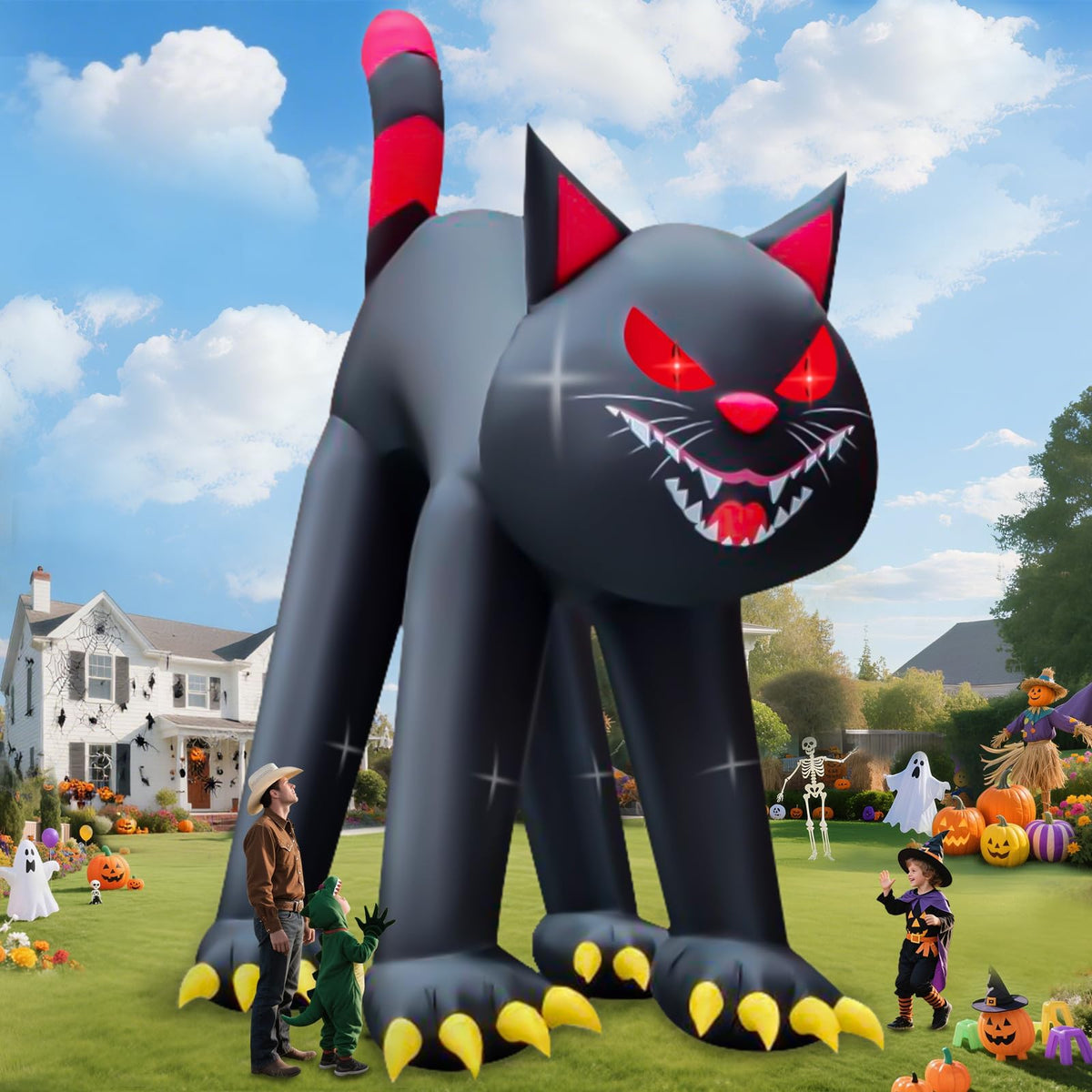 KALOLARY 20FT Giant Evil Black Cat Blow Up Scary Halloween Yard Inflatable - main product view