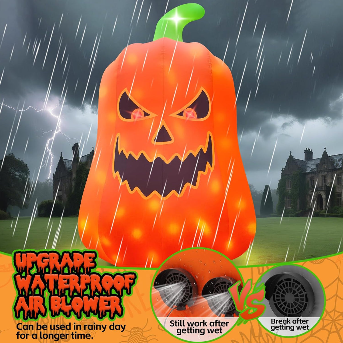 KALOLARY 20FT Giant Pumpkin Ghost Halloween Yard Inflatable - outdoor holiday scene