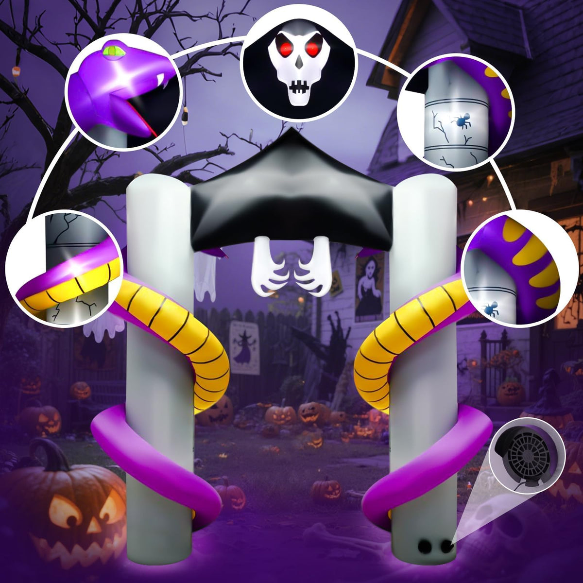 KALOLARY 10FT Ghost Halloween Inflatable Archway - outdoor scene