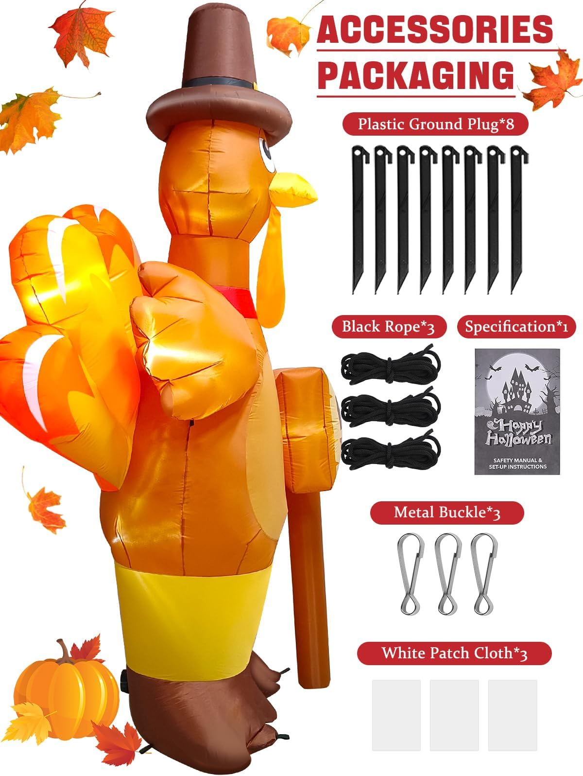 KALOLARY 9FT Turkey Holidays Yard Inflatable - size reference
