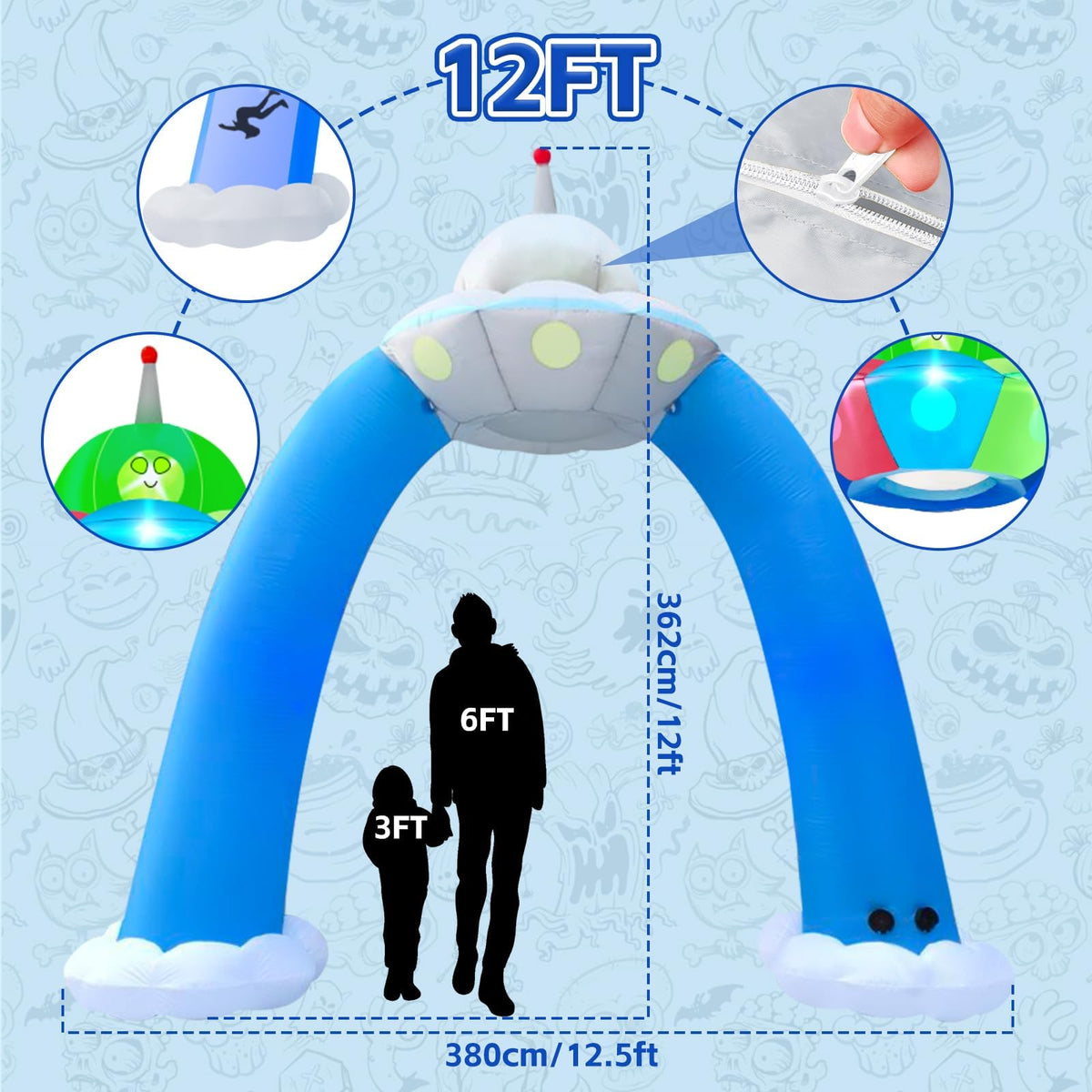KALOLARY 12FT Alien Halloween Inflatable Archway - outdoor scene