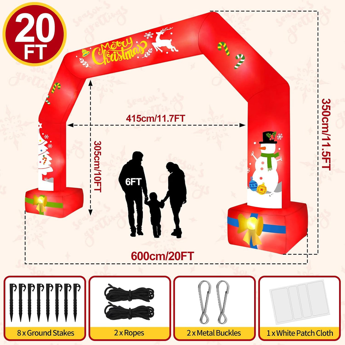 KALOLARY 20FT Christmas Inflatable Archway - lighted yard display