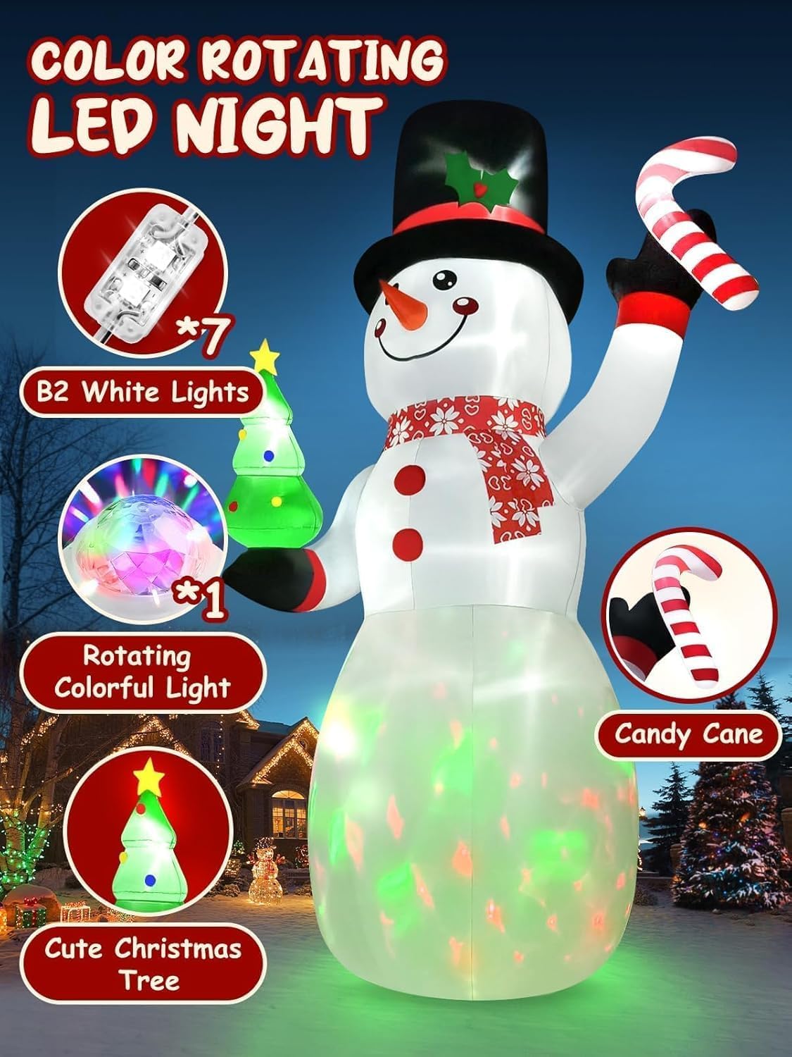 KALOLARY 20FT Snowman Christmas Yard Inflatable - lighted yard display