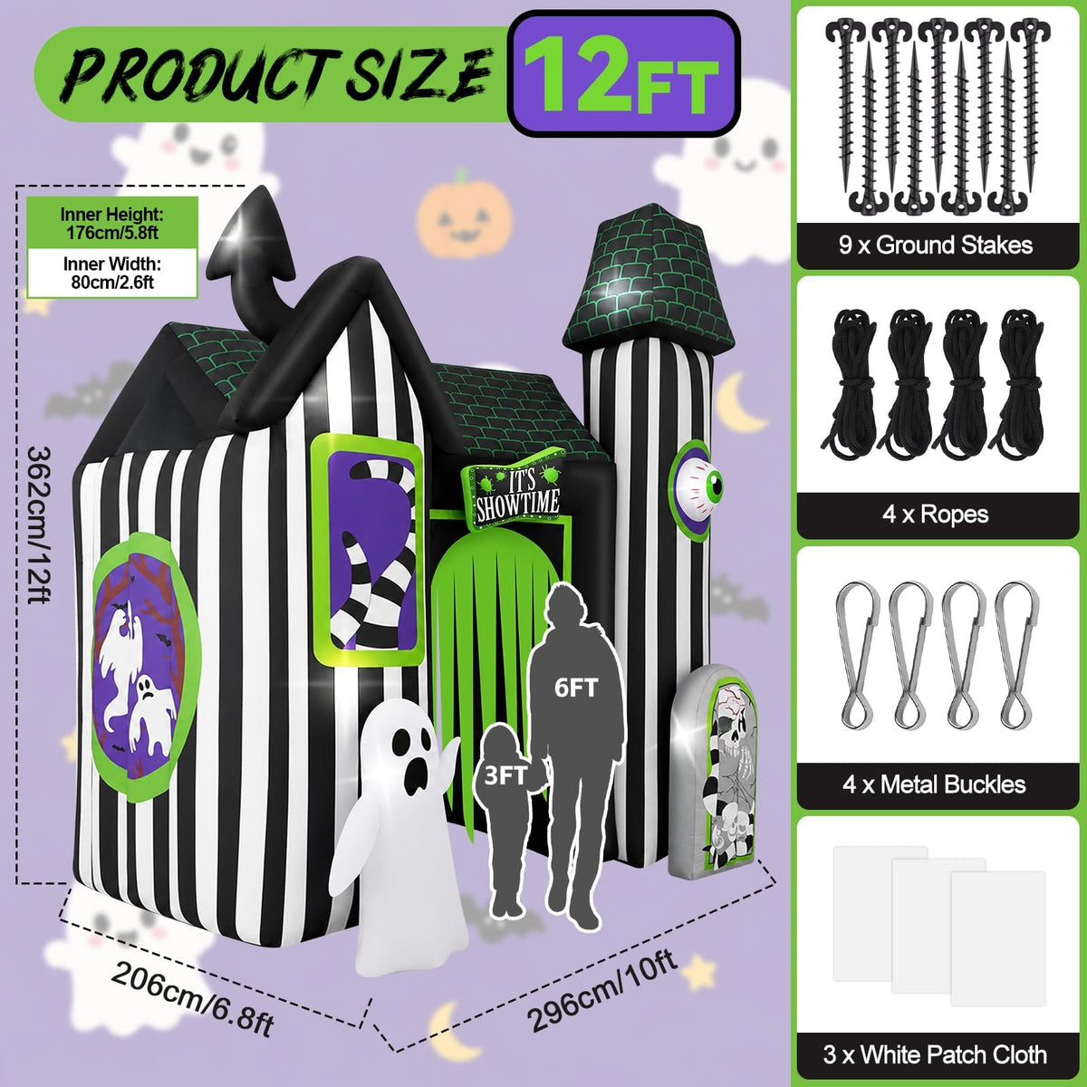 KALOLARY 12FT Ghost Halloween Inflatable Archway - lighted yard display