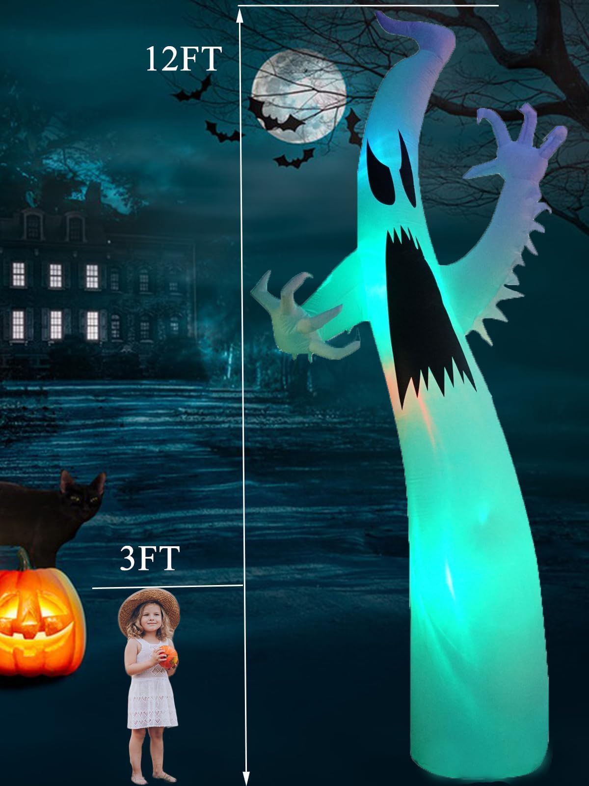 KALOLARY 12FT Ghost Halloween Yard Inflatable - size reference