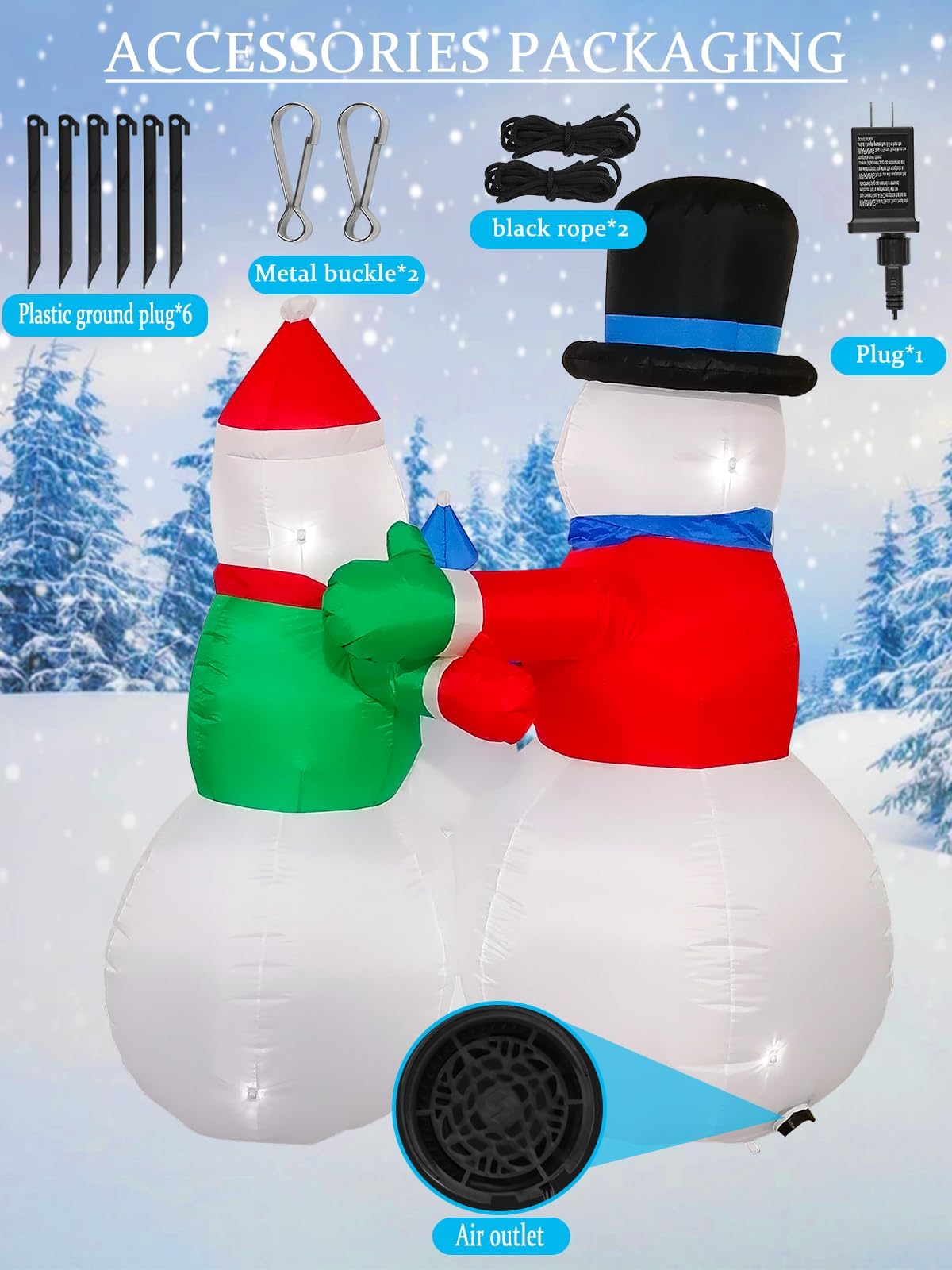 KALOLARY 6FT Snowman Christmas Yard Inflatable - detail view