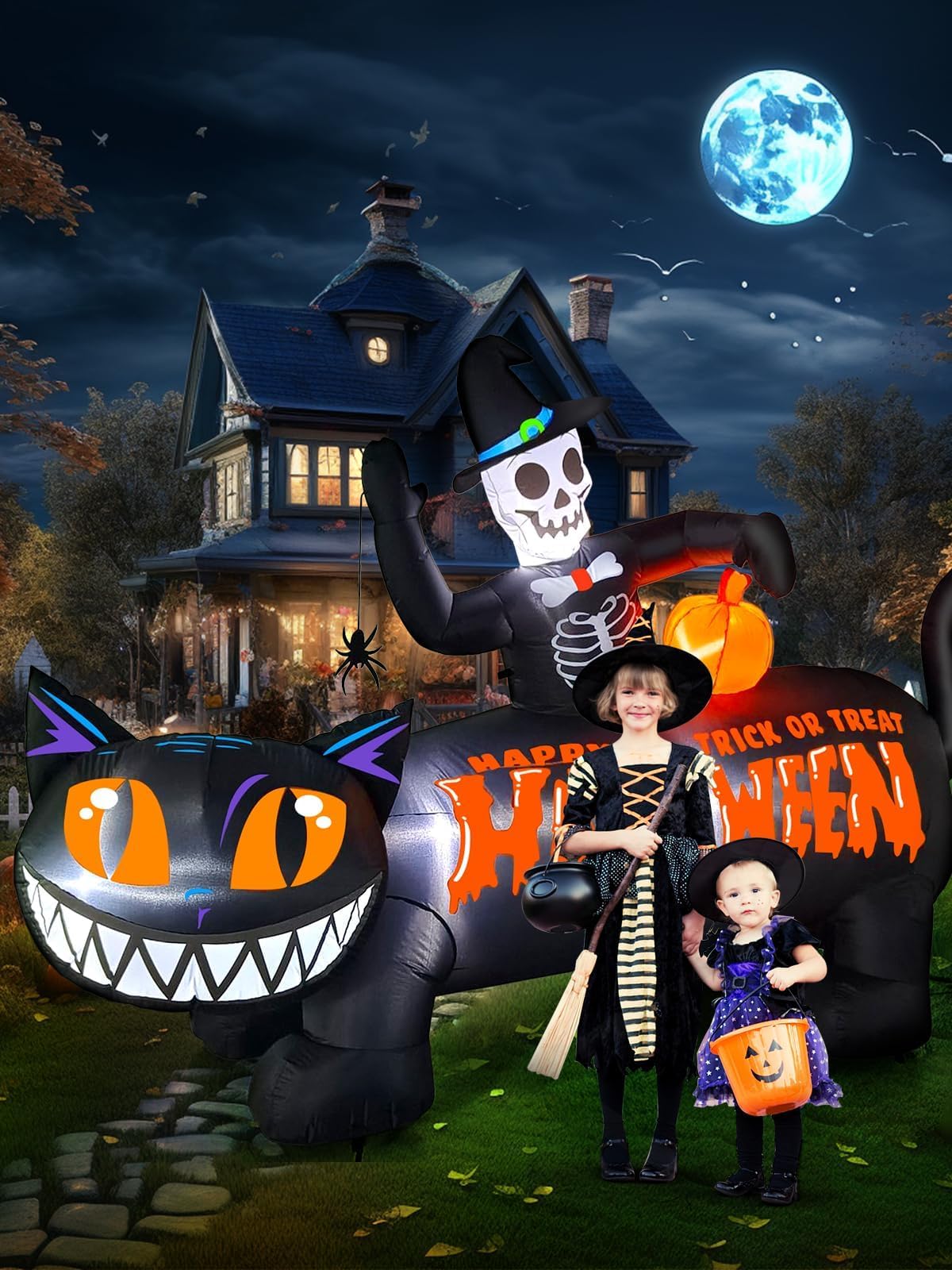 KALOLARY 9.5FT Black Cat Halloween Yard Inflatable - package contents