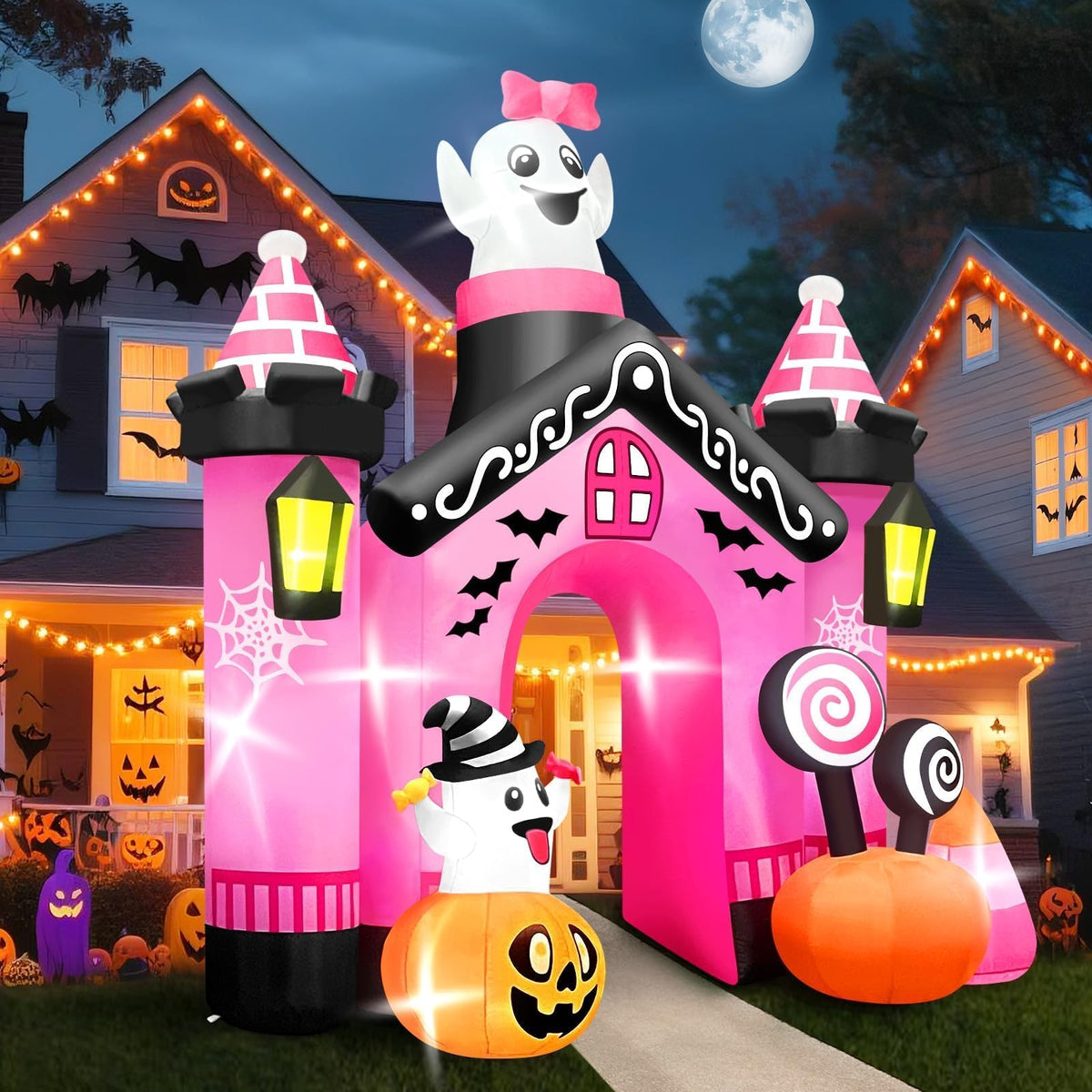 KALOLARY 11FT Ghost Halloween Inflatable Archway - outdoor scene