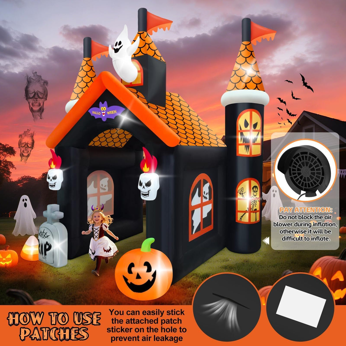 KALOLARY 12FT Pumpkin Halloween Inflatable Archway - outdoor scene