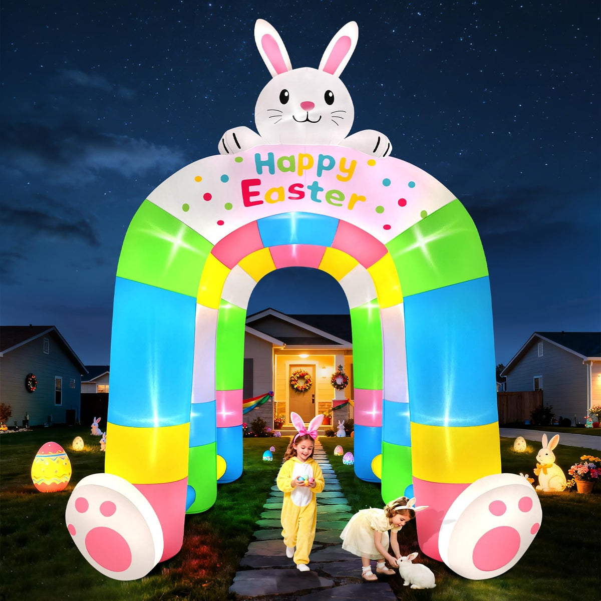 KALOLARY 10FT Easter Holidays Inflatable Archway - setup and accessories