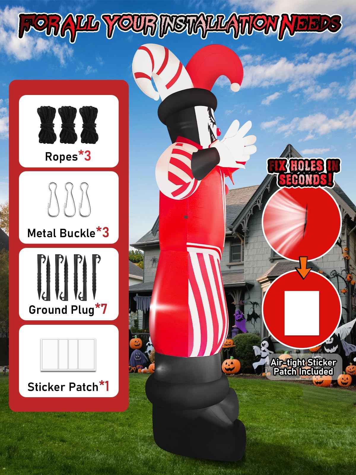 KALOLARY 12FT Clown Halloween Yard Inflatable - detail view