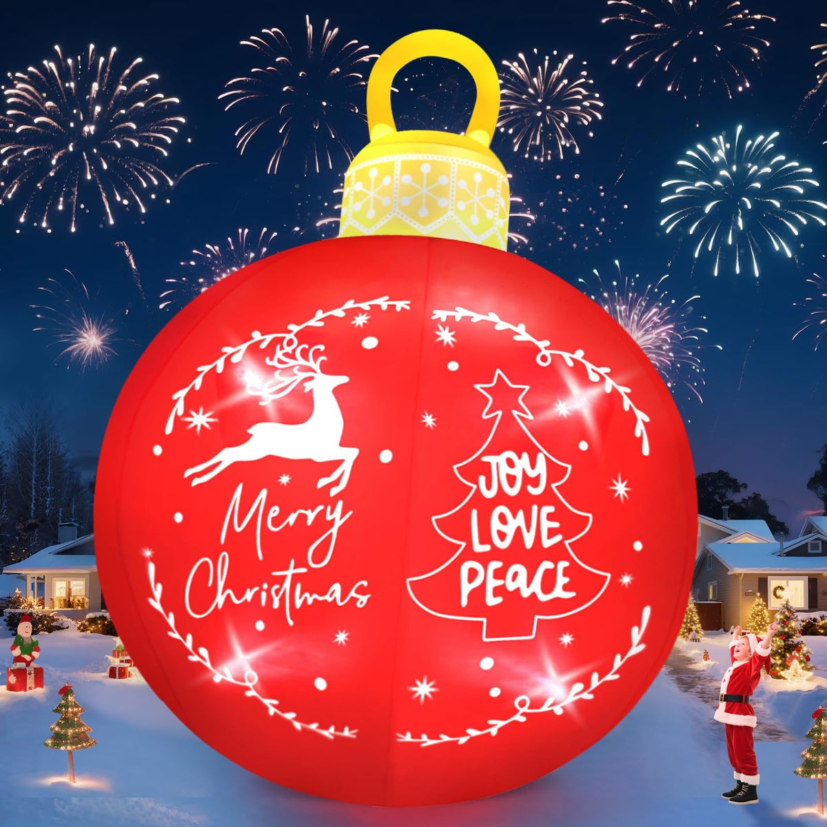 KALOLARY 15FT Giant Merry Bell With Ornaments Ball Blow Christmas Yard Inflatable - main product view