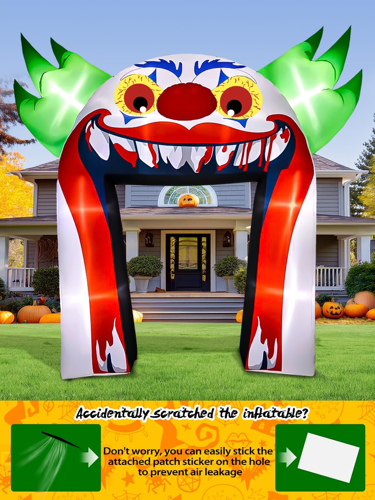 KALOLARY 12FT Clown Halloween Inflatable Archway - detail view