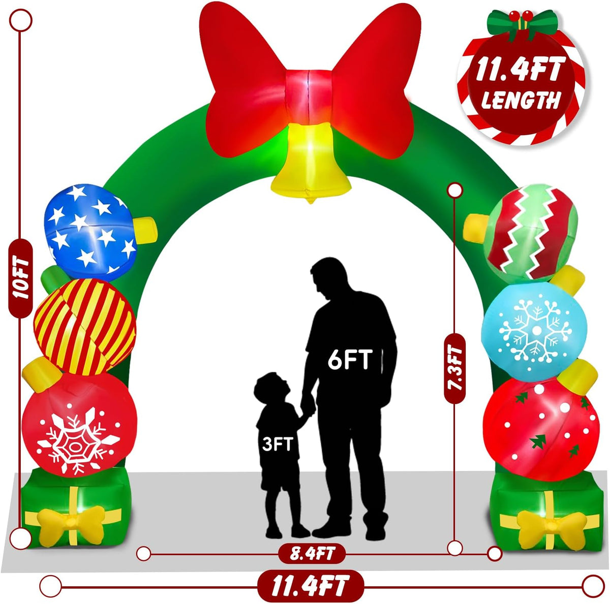 KALOLARY 11.4FT Gift Boxes Christmas Inflatable Archway - lighted yard display