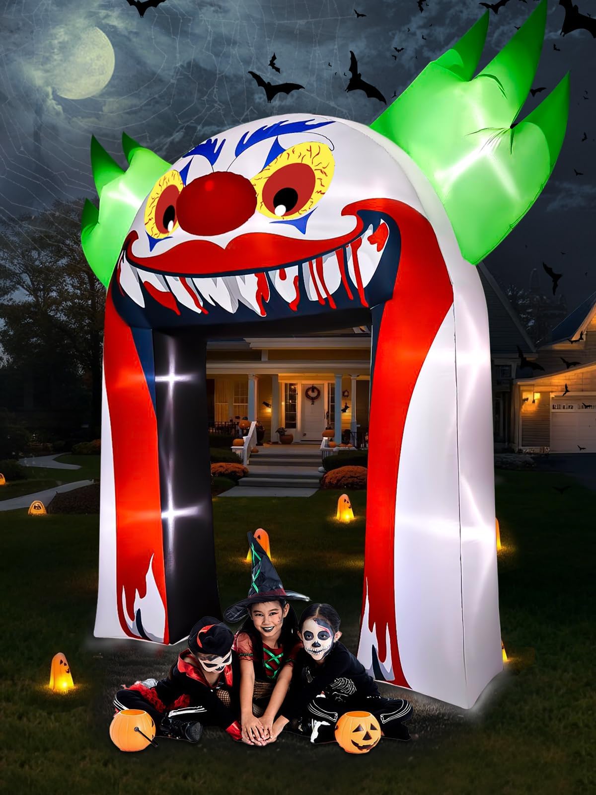 KALOLARY 12FT Clown Halloween Inflatable Archway - setup and accessories