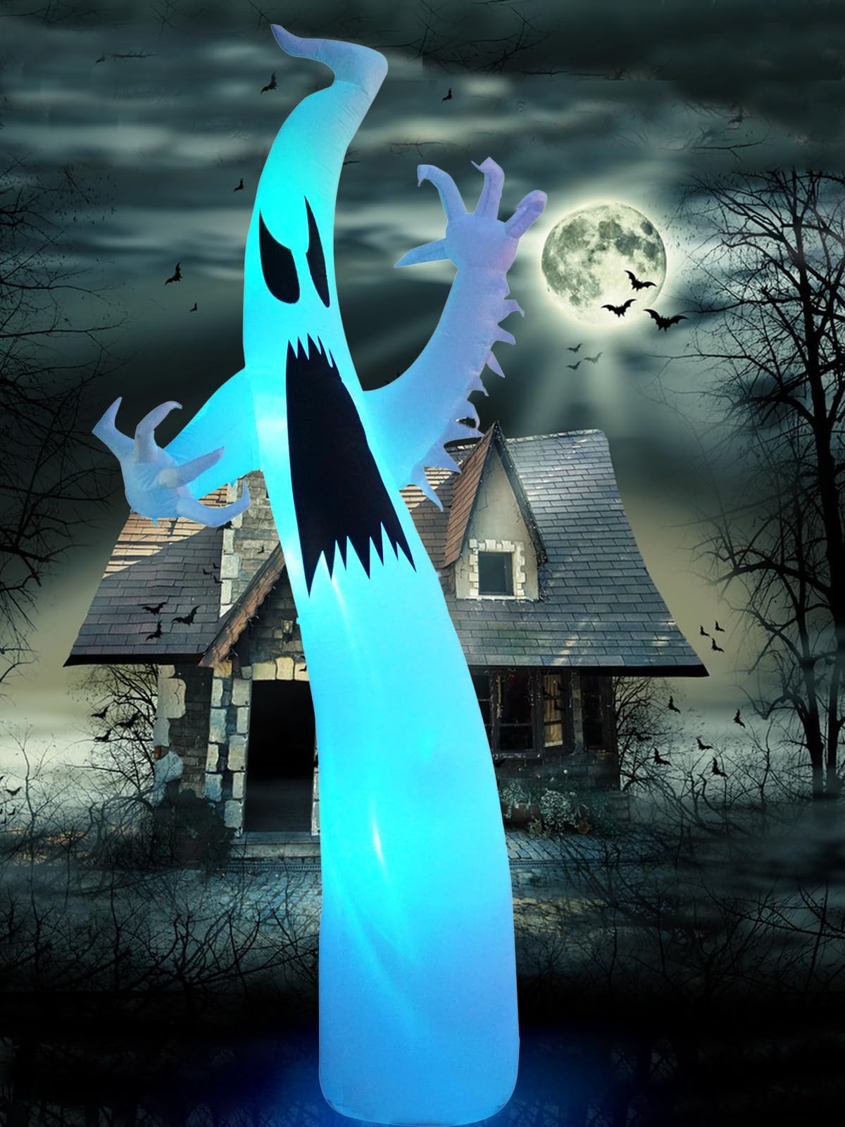 KALOLARY 12FT Ghost Halloween Yard Inflatable - outdoor scene