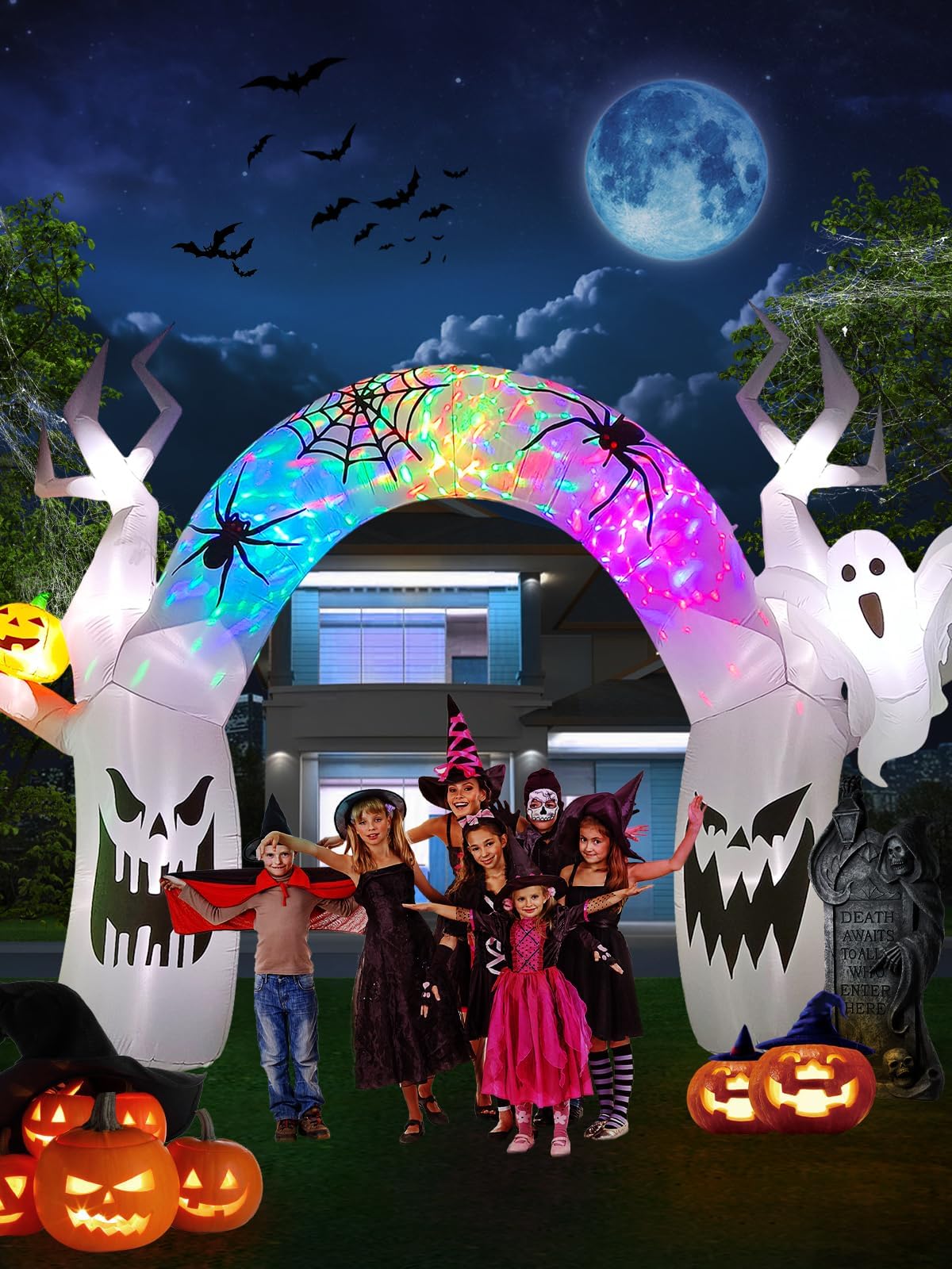 KALOLARY 10FT Pumpkin Halloween Yard Inflatable - outdoor scene