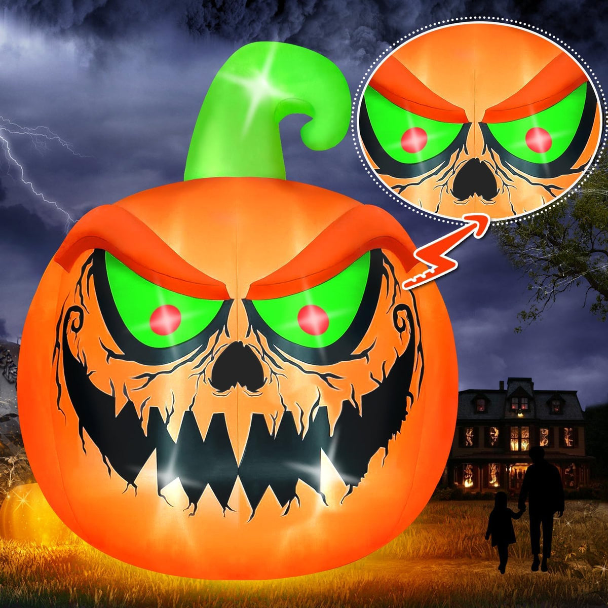 KALOLARY 15FT Pumpkin Halloween Yard Inflatable - outdoor scene