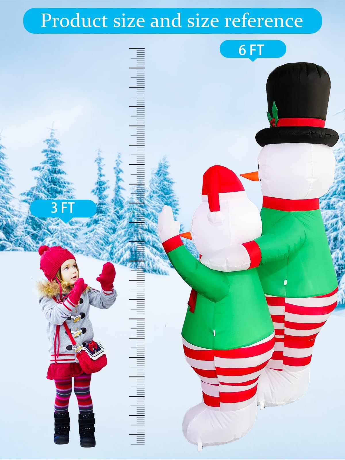 KALOLARY 6FT Snowman Christmas Yard Inflatable - lighted yard display