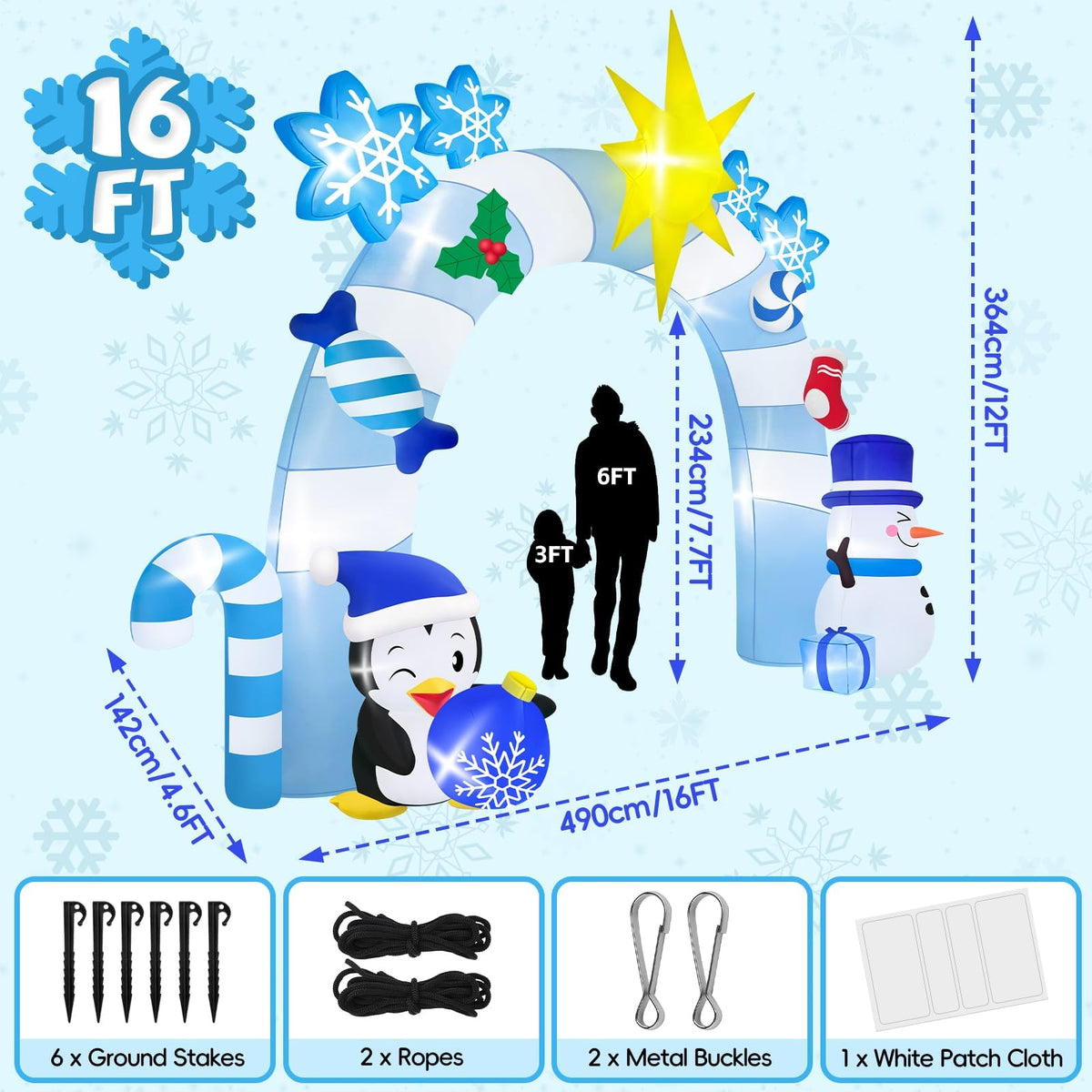 KALOLARY 16FT Snowman Christmas Inflatable Archway - main product view
