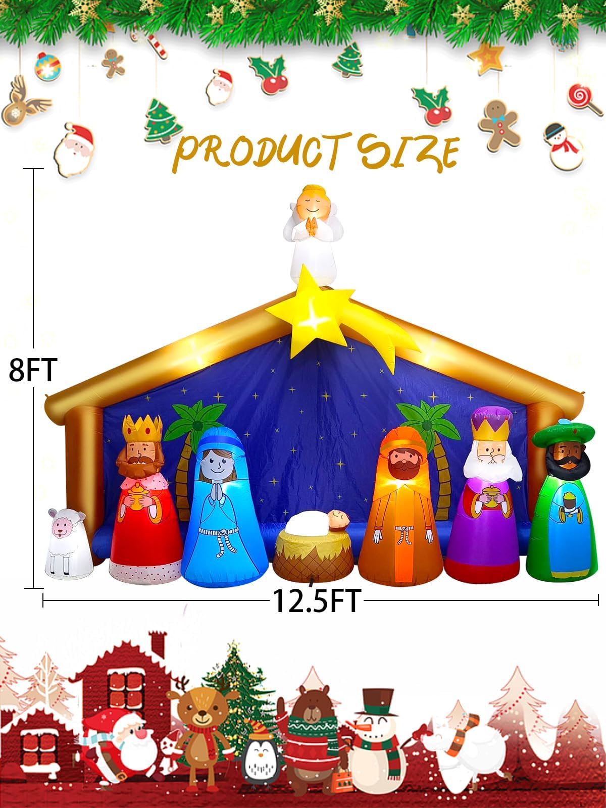 KALOLARY 12.5FT Nativity Scene Christmas Yard Inflatable - lighted yard display