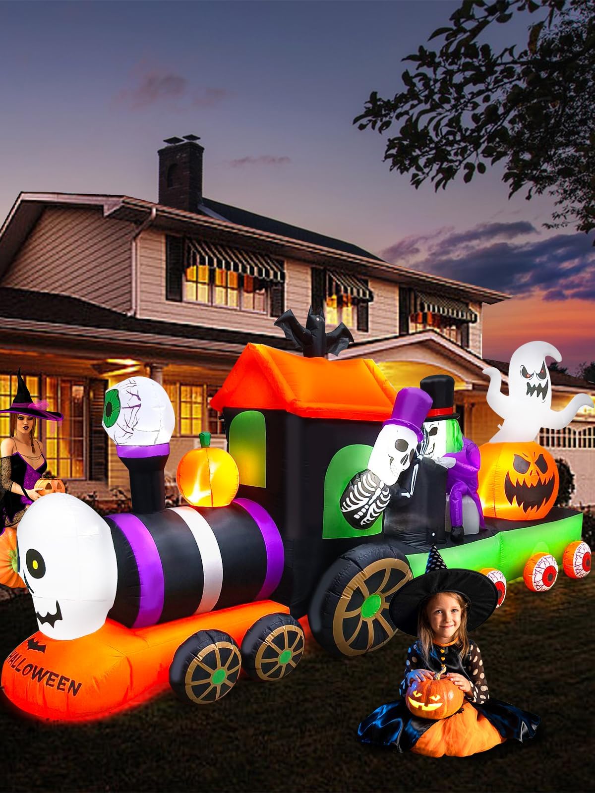 KALOLARY 13FT Train Halloween Yard Inflatable - detail view
