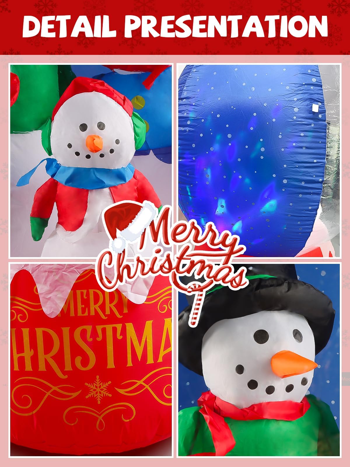 KALOLARY 6FT Snow Globe Snowmen Family With Colorful Chritsmas Christmas Yard Inflatable - outdoor scene