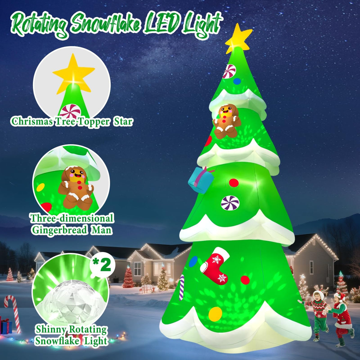 KALOLARY 20FT Gingerbread Man Christmas Yard Inflatable - size reference