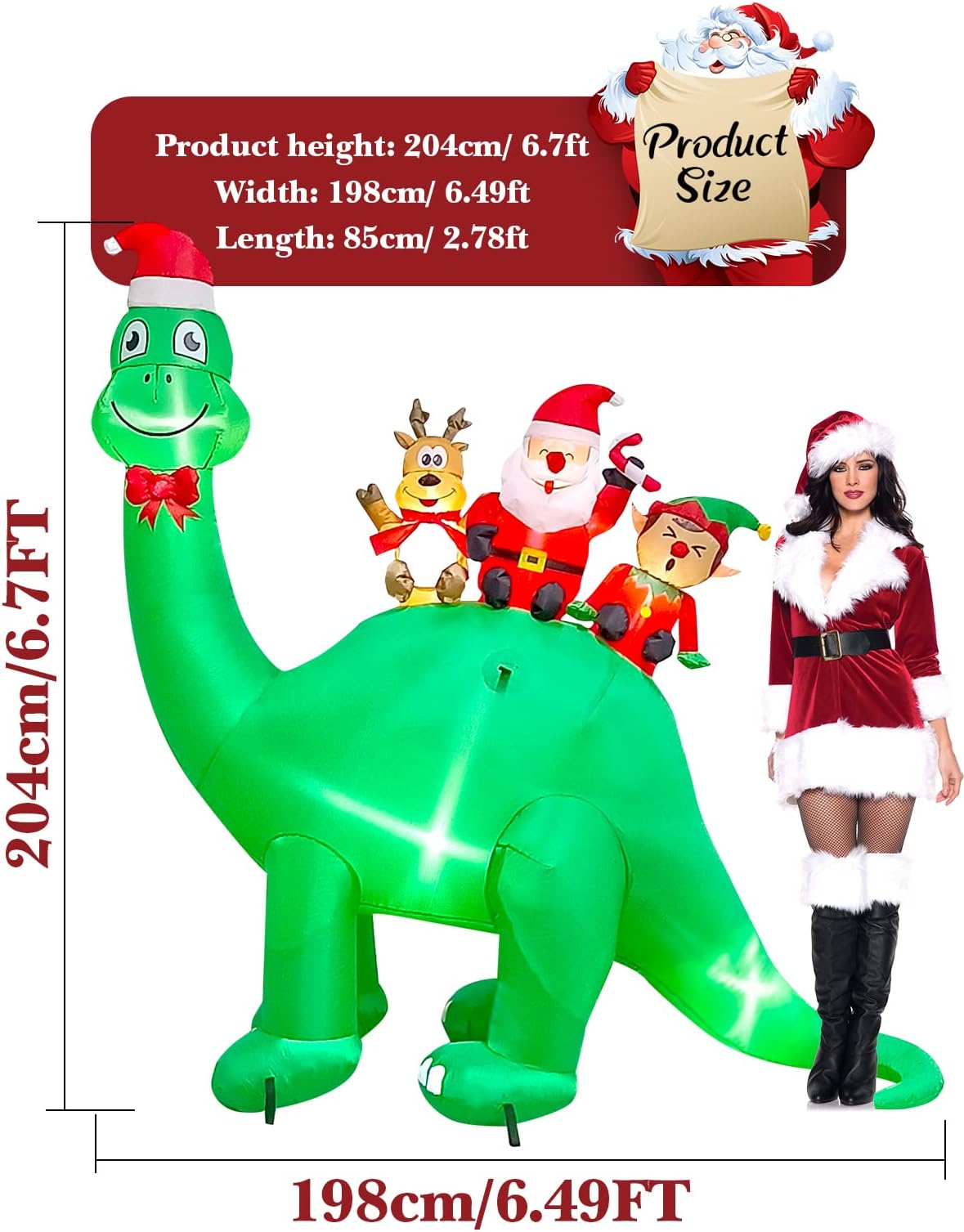 KALOLARY 6.7FT Santa Christmas Yard Inflatable - lighted yard display