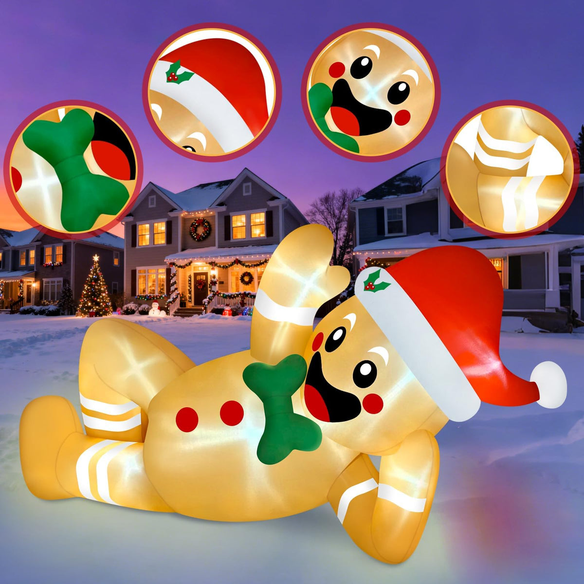 KALOLARY 10FT Gingerbread Man Christmas Yard Inflatable - lighted yard display