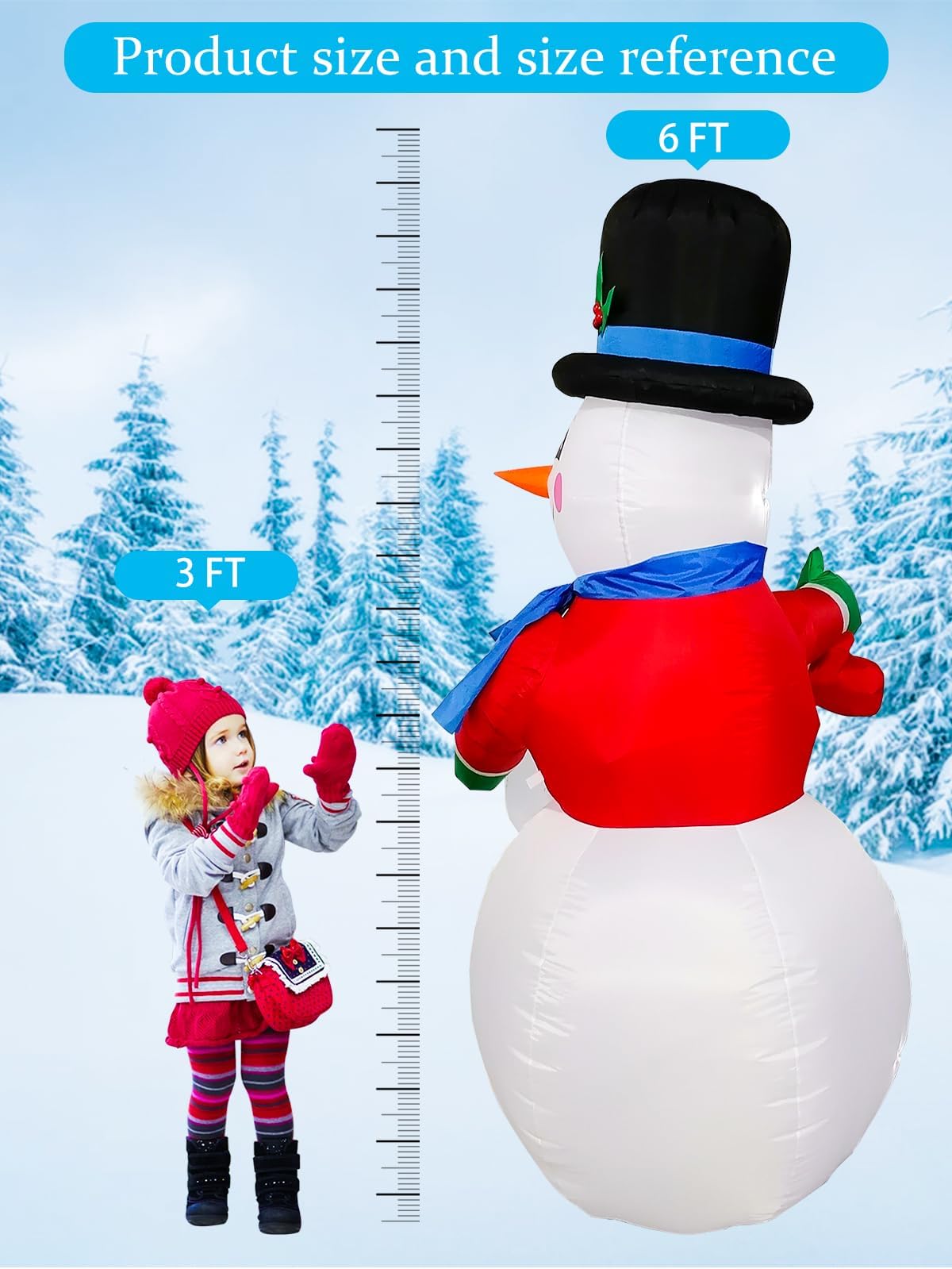 KALOLARY 6FT Snowman Christmas Yard Inflatable - lighted yard display
