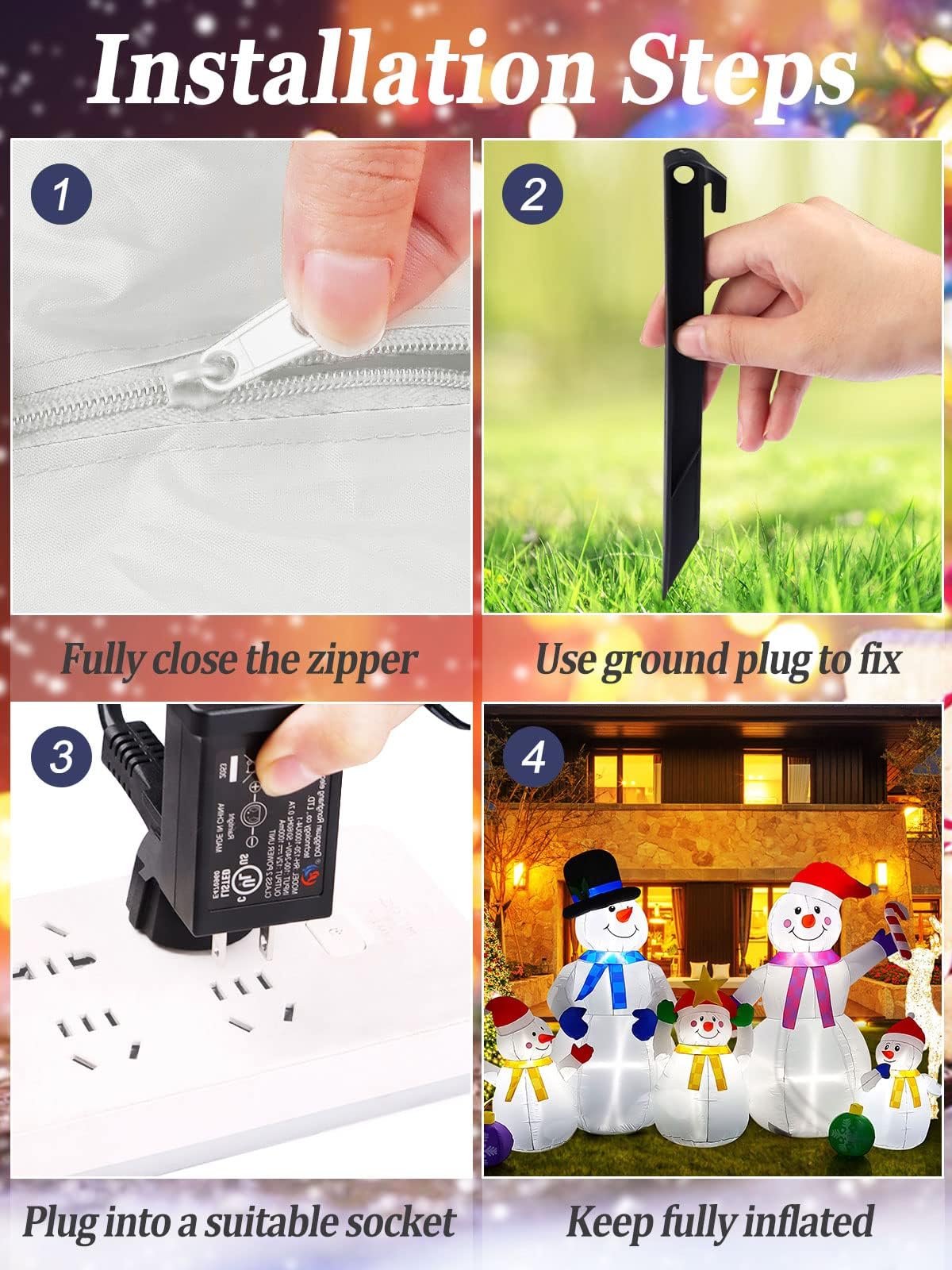 KALOLARY 9FT Snowman Christmas Yard Inflatable - setup and accessories